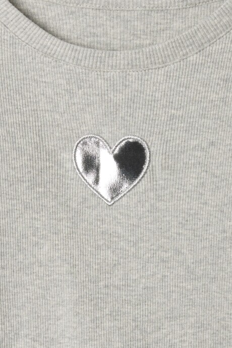 Remera Rib Manga Larga Niña Light Heather Grey