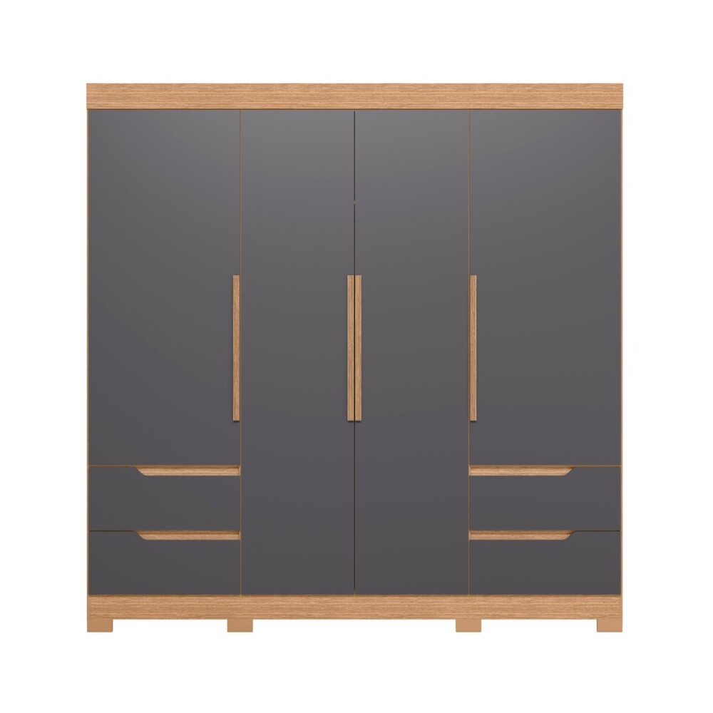 Ropero 4 puertas y 4 cajones - Vivacce Natural/Titanio