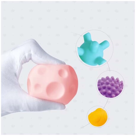 Set 10 Mini Pelotas Silicona Texturizada Blanda Bebé Huanger Multicolor