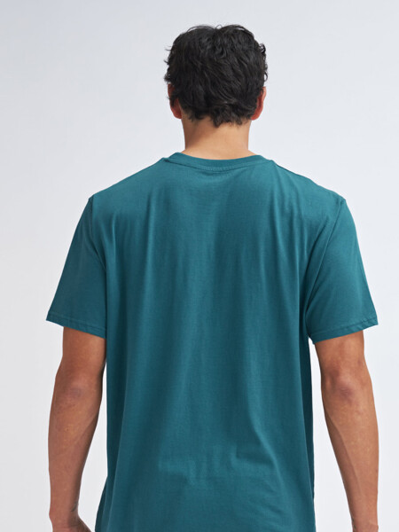 Camiseta manga corta estampada Ohhh- Verde Petróleo