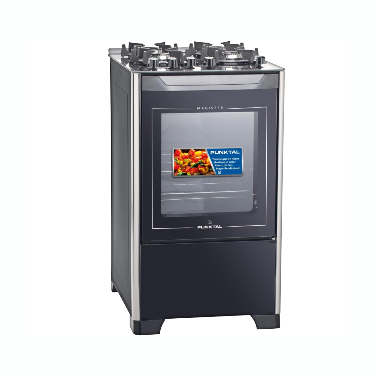 Cocina A Gas PUNKTAL PK-490 G 4 Hornallas Con Grill 