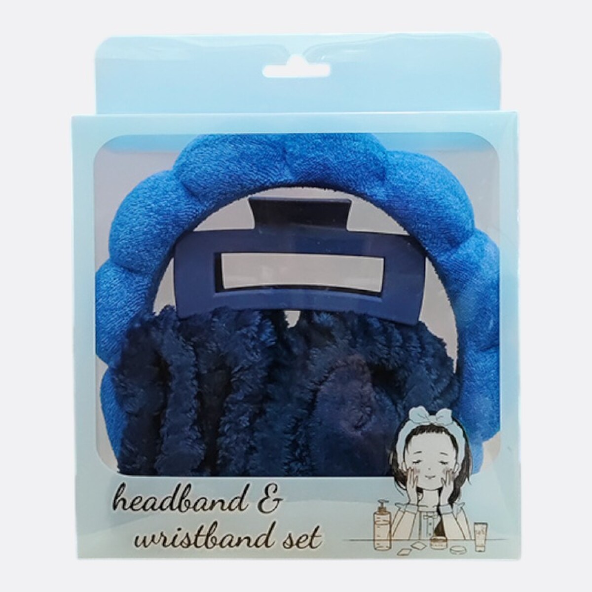 Set De Accesorios Para Cabello Y Cuidado Facial - Azul 