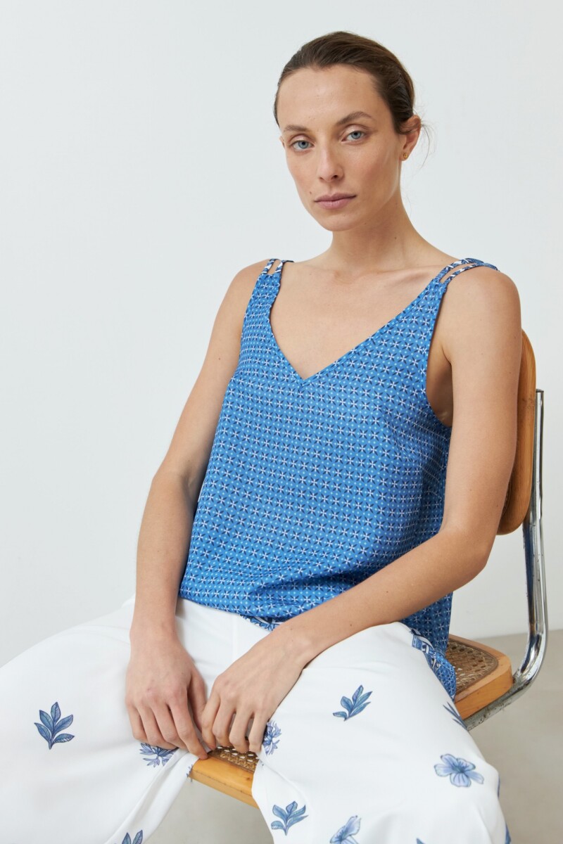 Top bretel fino estampado - azul 