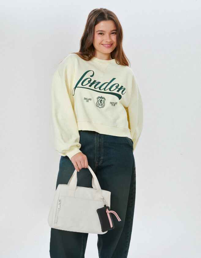 City Cartera Mini City Con Pouch - Blanco Crudo