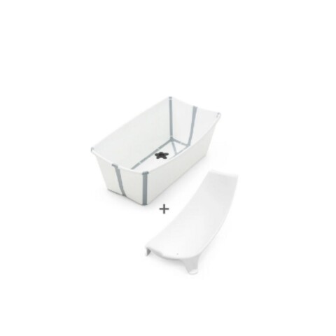 PACKBRN Set Baño Stokke Flexibath Plegable Con Reposera Blanco Y Gris