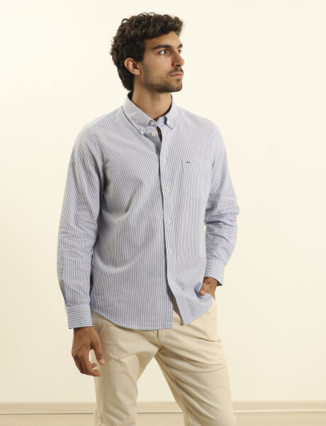 012571 CAMISA HARRINGTON LABEL Blanco/azul