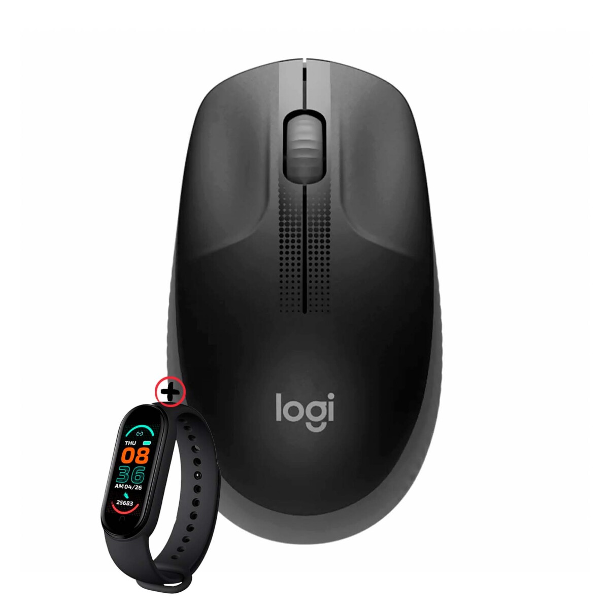 Mouse Inalámbrico Logitech M190 1000dpi Ambidiestro + Smartwatch - Negro 