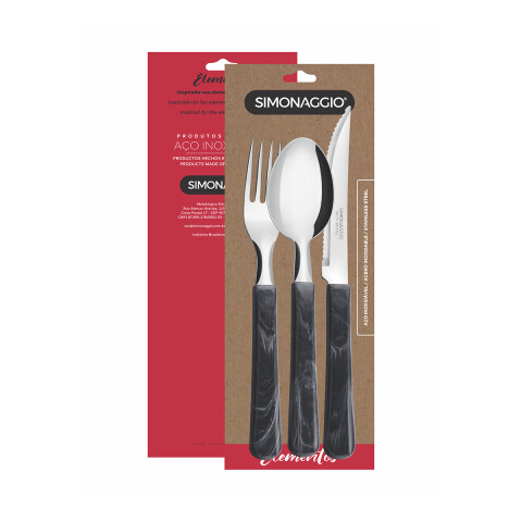 Set X3 Cubiertos Elementos de Simonaggio GRIS OSCURO