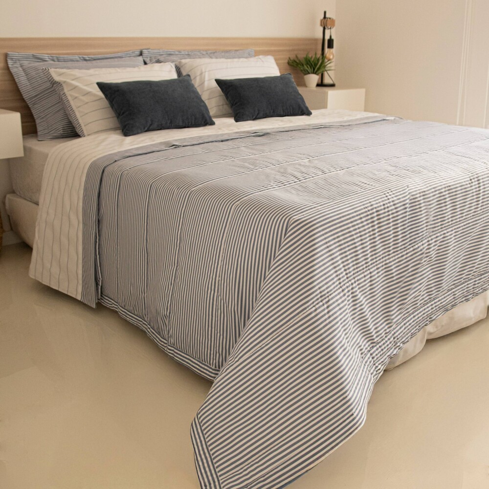 Acolchado mas Fundas Plaza o Plaza y Media a Rayas 200 hilos Acolchado mas Fundas Plaza o Plaza y Media a Rayas 200 hilos