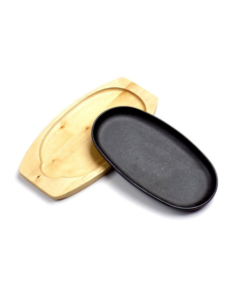 PLANCHA GRIL OVAL HIERRO C/ BASE MADERA D24x14CM PLANCHA GRIL OVAL HIERRO C/ BASE MADERA D24x14CM