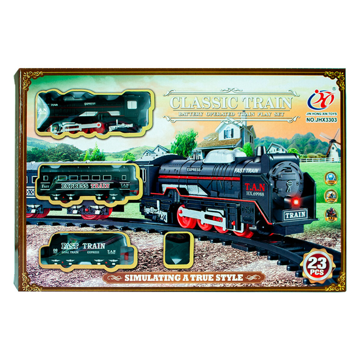 Tren antiguo Con Vias con Luz Electrica 37*25cm - Tren Antiguo Con Vias Con Luz Electrica 37*25cm 