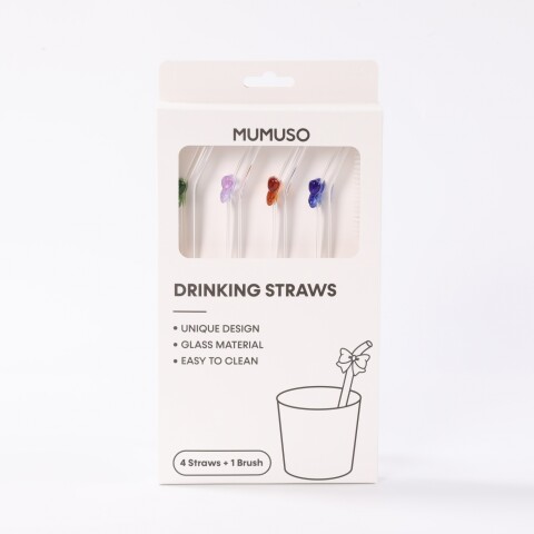 JUEGO DE 4 PAJITAS DE VIDRIO CON CEPILLO DE LIMPIEZA (LAZO) JUEGO DE 4 PAJITAS DE VIDRIO CON CEPILLO DE LIMPIEZA (LAZO)