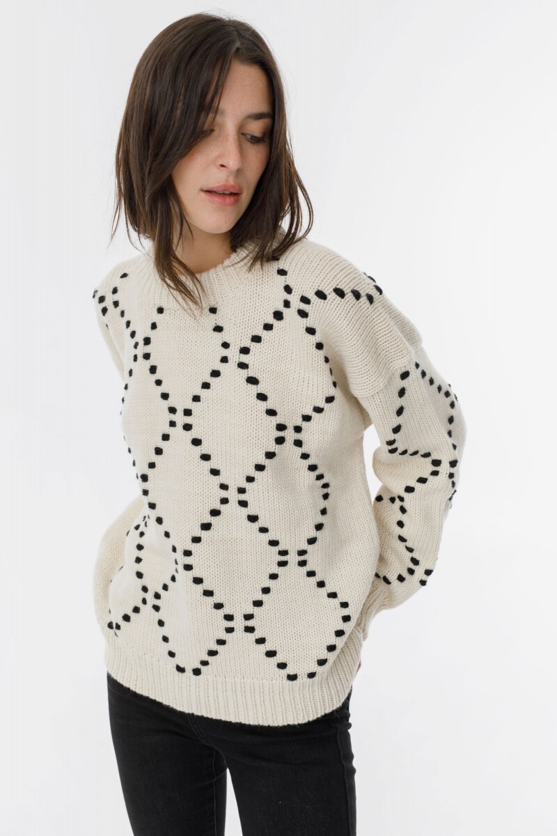 Sweater Rainbow Bordado Negro