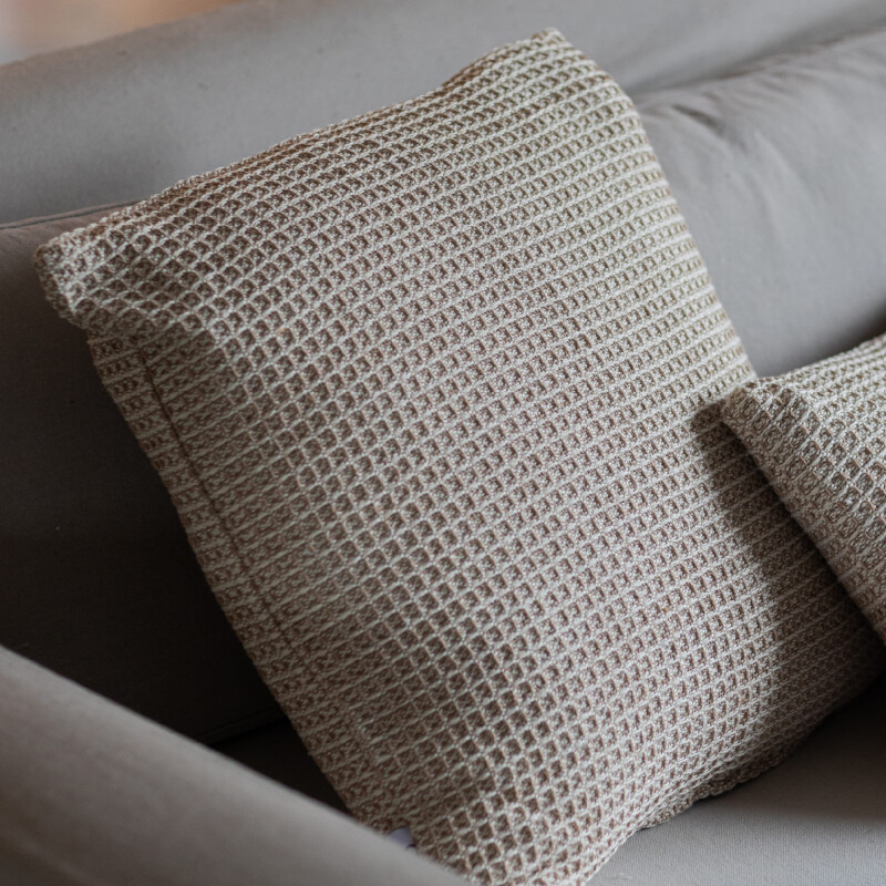 Funda de almohadón algodón 45x45cm Beige Waffle