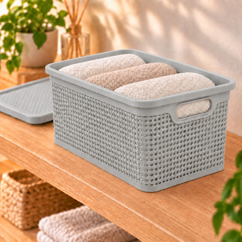 Caja simil ratán 25 lts CAPPUCCINO