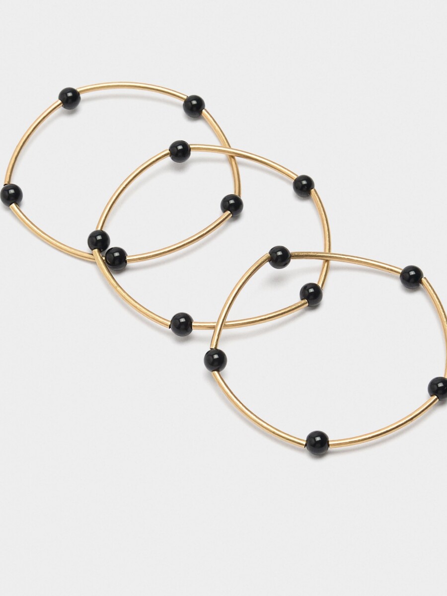 Set De Pulseras Segmentadas negro