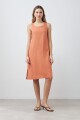 Vestido de lino con botones durazno