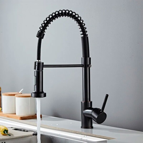Grifo Canilla Monocomando Flexible Extensible Cocina Mesa Color Variante Negro