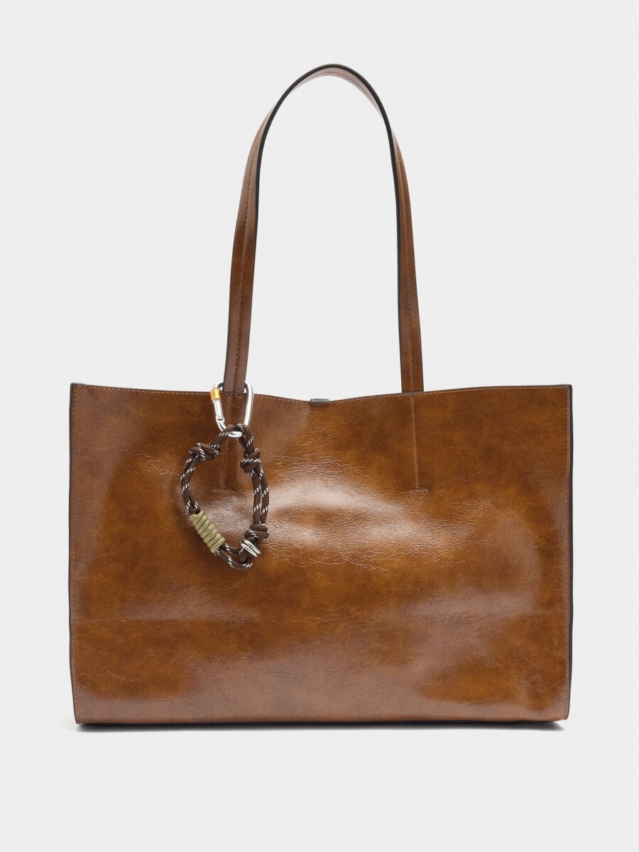 Bolso Shopper Con Colgante camel