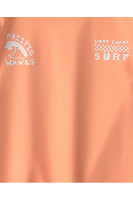 Remera de baño manga larga con protección UPF 50+, anaranjada, estampa surf Sin color