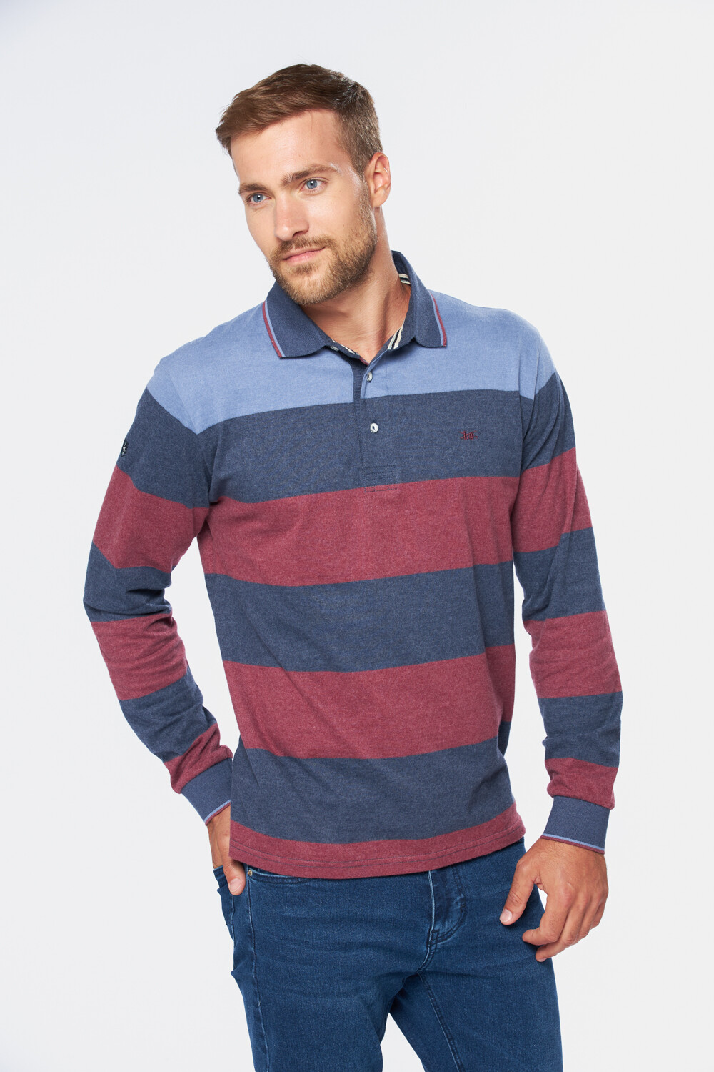 REMERA POLO RAYADA Bordo
