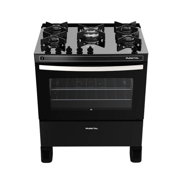COCINA S/GAS 5 HORNALLAS, MESADA VIDRIO, ENC. ELÉCTRICO negro