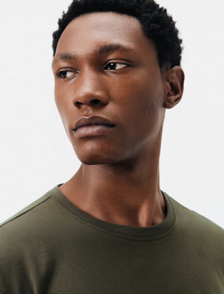CAMISETA BÁSICA DE ALGODÓN VERDE OSCURO