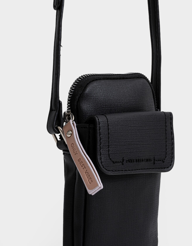Complemento Marroquinería Color Block Pouch De Cuerina Con Solapa - Negro