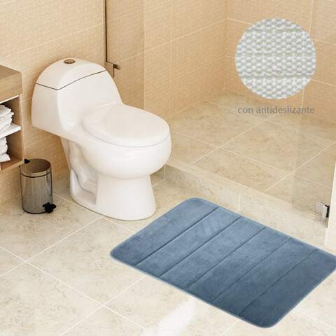 Alfombra Baño con Memoria Home Class Microfibra 43 x 61 cm CELESTE