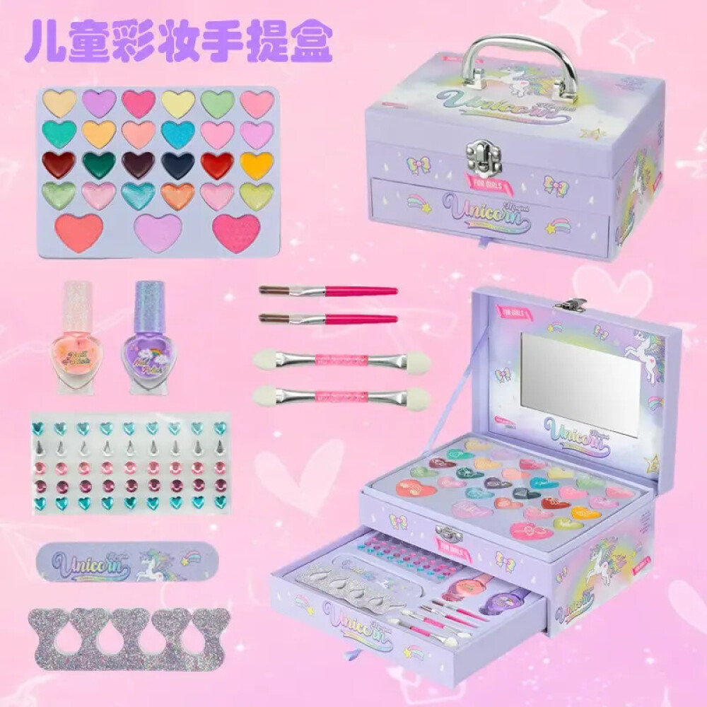 Maletín de maquillajes con sombras, brillos, esmaltes y más... Lila