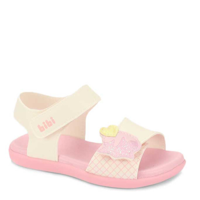 Sandalias de Niña Bibi Baby Soft con Velcro Blanco - Rosado
