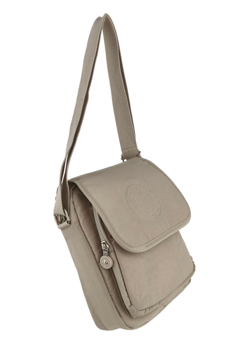 Morral Cruzado (Bandolera) en Tafeta Amasada Beige