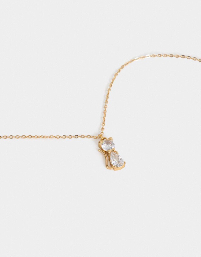Cadena Corta con Dije Packaging especial Collar De Gato Con Strass - Dorado