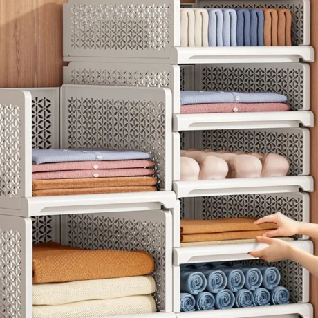 Estante Organizador Plástico Para Ropa Almacenamiento 18L Estante Organizador Plástico Para Ropa Almacenamiento 18L