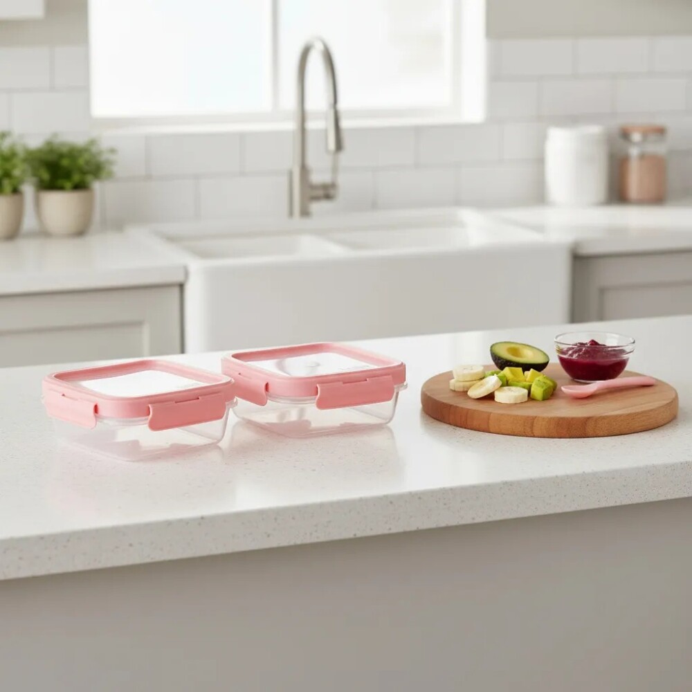 Set Tuppers X3 Herméticos BUBA rosa