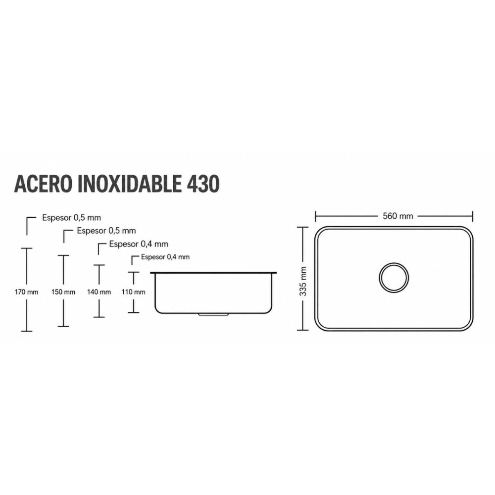 Pileta simple acero inox embutir 56x34x17 Forminox Pileta Simple Acero Inox Embutir 56x34x17 Forminox