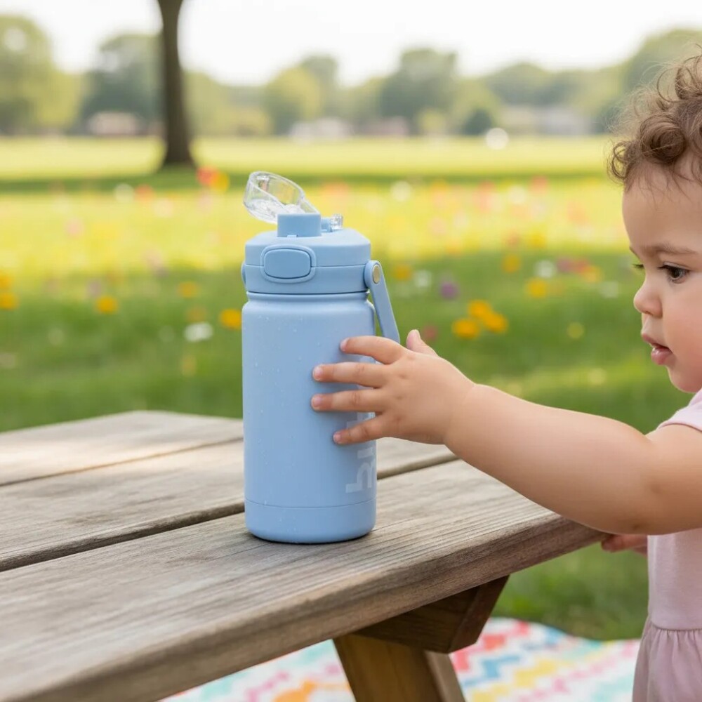 Botella doble pared termico BUBA celeste