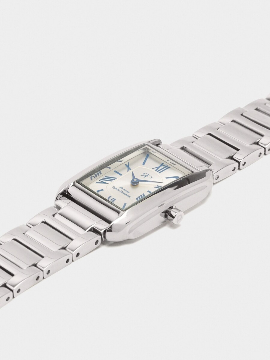 Reloj Rectangular Pulsera De Acero Inoxidable plateado
