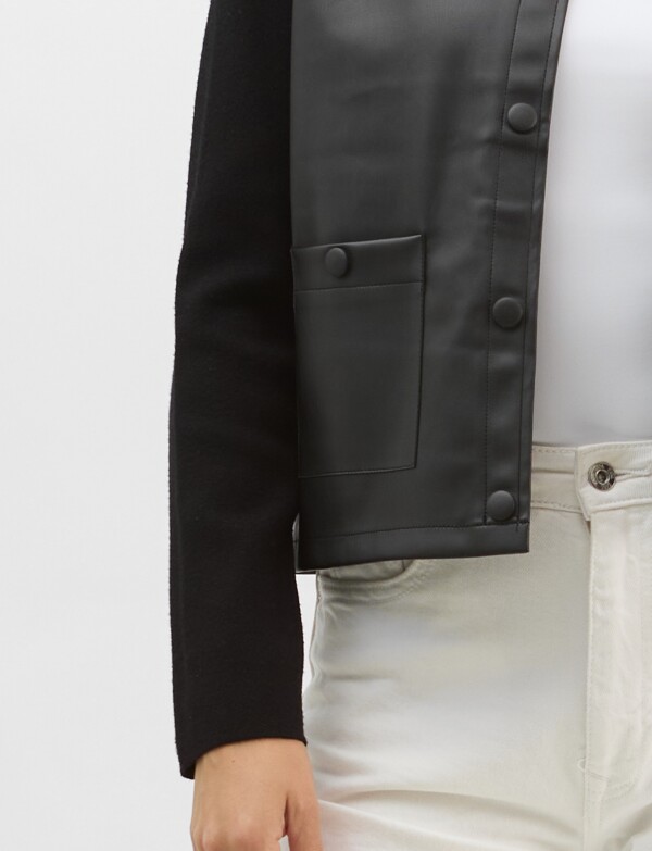 Chaqueta Combinada Eco Cuero NEGRO