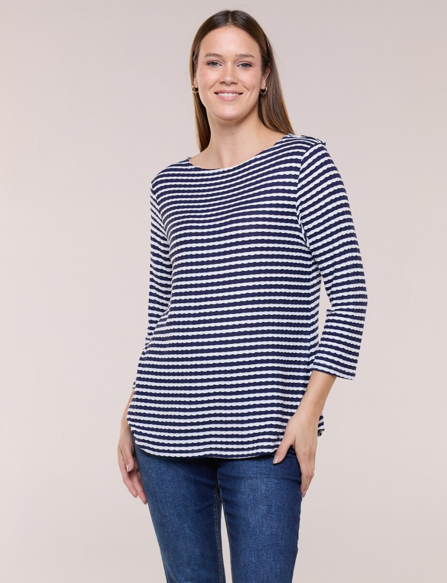 Blusa Textura Lineas - Azul 