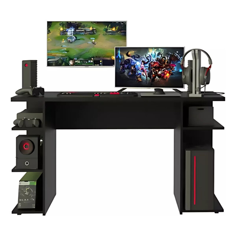 Escritorio Gamer Mesa Para Pc Estantes Calidad Negro