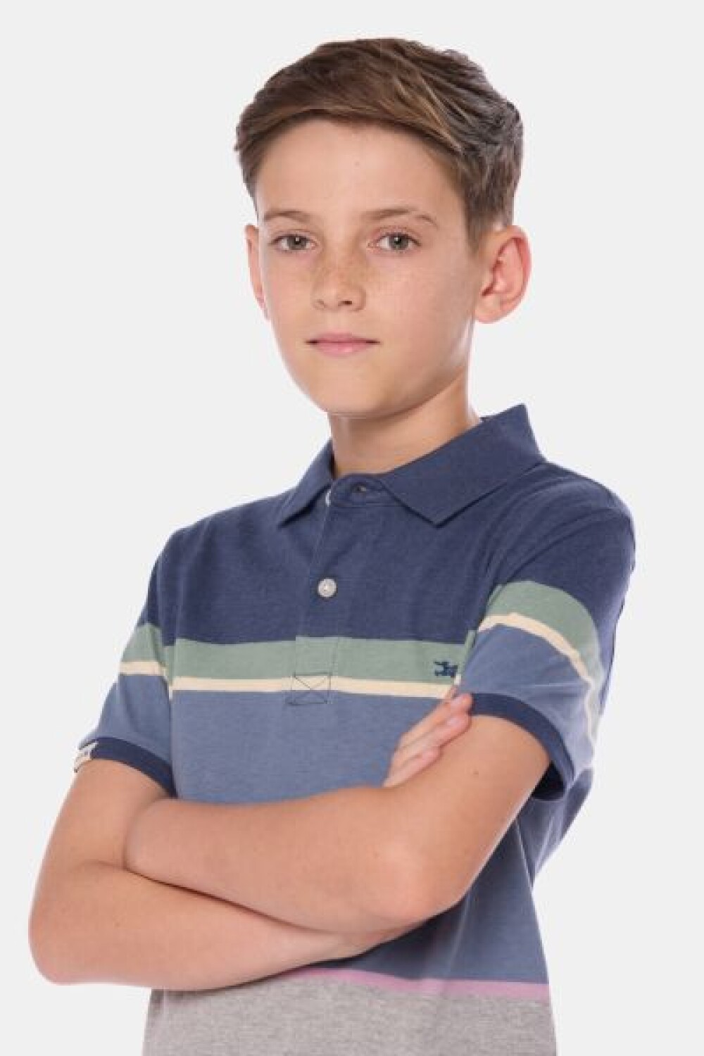 REMERA POLO RAYADA Azul