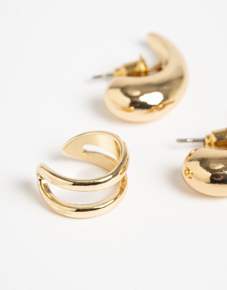 Aros Sets Special Price Set De Aros Y Earcuff Dorado - Dorado