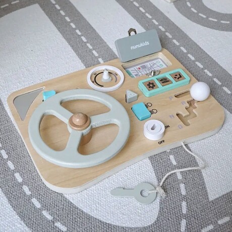 Juego Didáctico Infantil Tablero de Auto c/Volante en Madera Natural