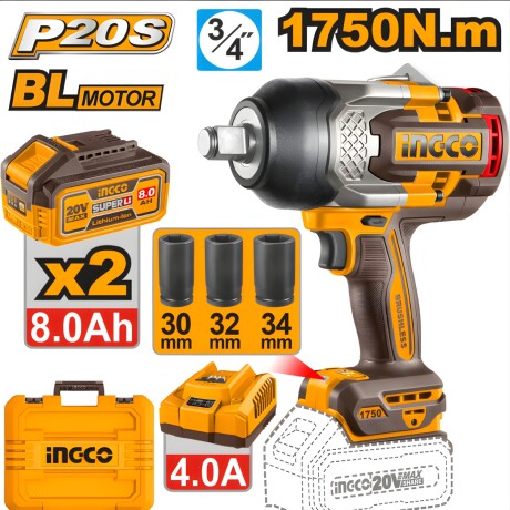 Llave De Impacto Ingco A Bateria 3/4" 1750nm 20v Llave De Impacto Ingco A Bateria 3/4" 1750nm 20v