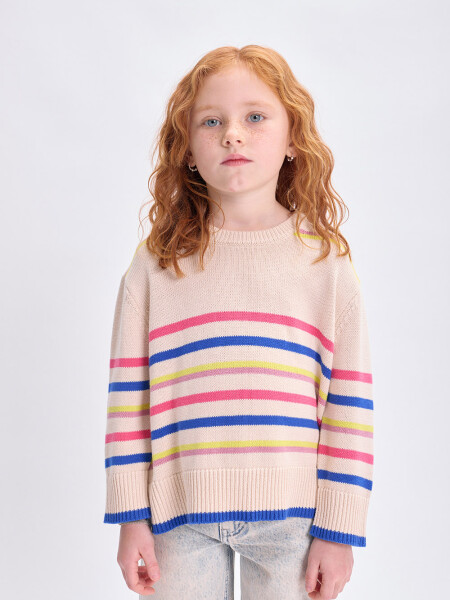 Buzo punto rayado Beige