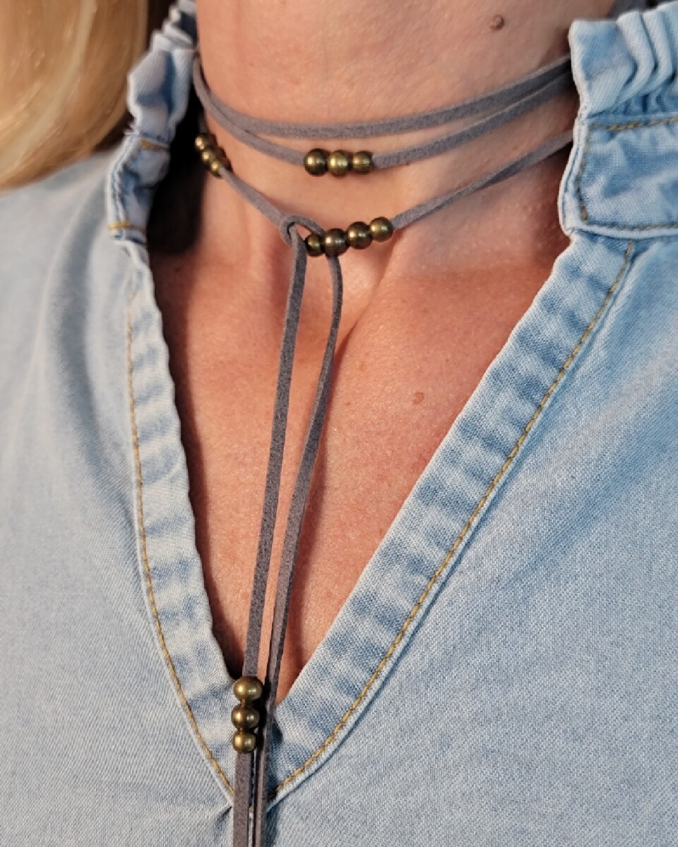 Collar Corbatín - Gris - Oro 