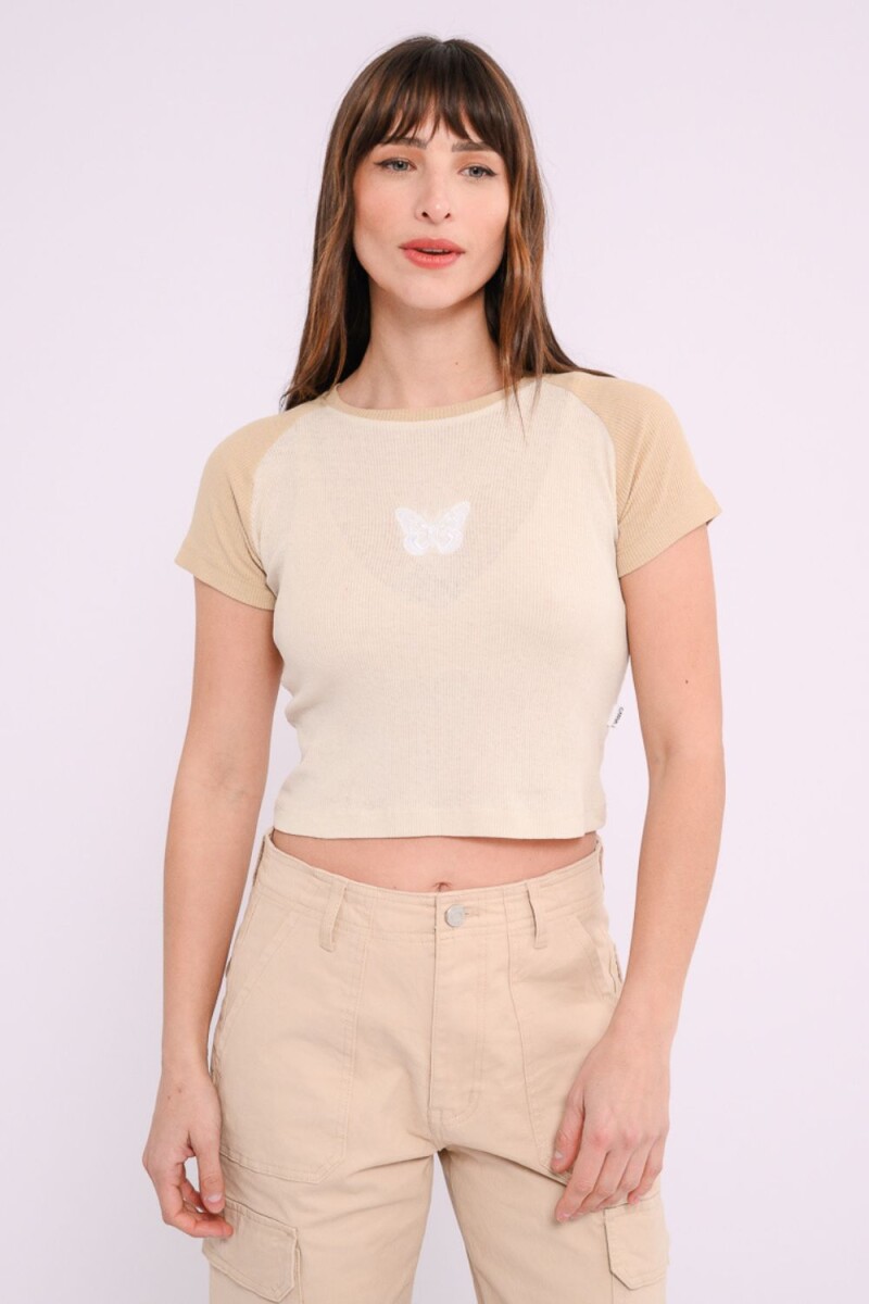 Remera estampada Beige