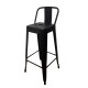 Taburete Tolix en metal con respaldo Negro