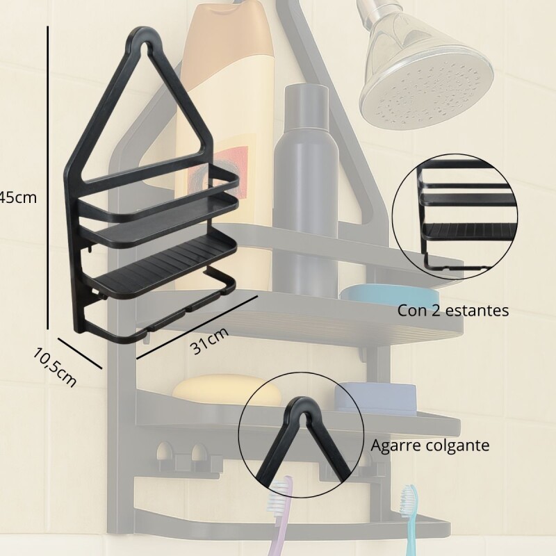 Porta shampoo colgante NEGRO